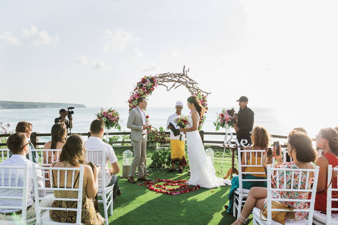 Wedding ceremony Bali cliff Lucille Cyril