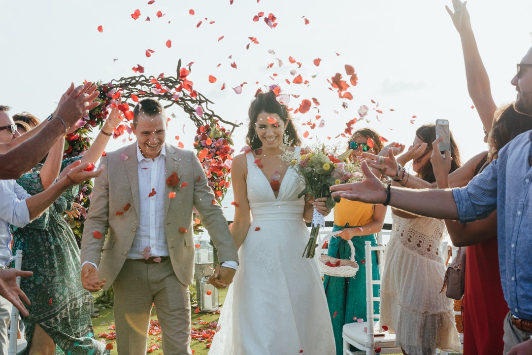 Petal shower wedding Lucille Cyril Bali