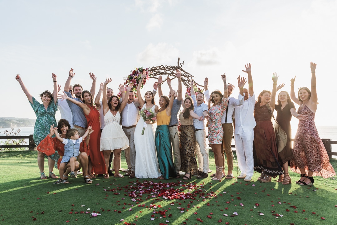 Group photo wedding Lucille Cyril Bali