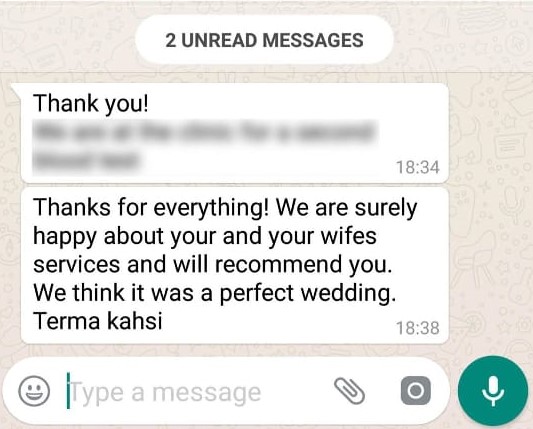 Témoignages de clients satisfaits -Screenshot Whatsapp